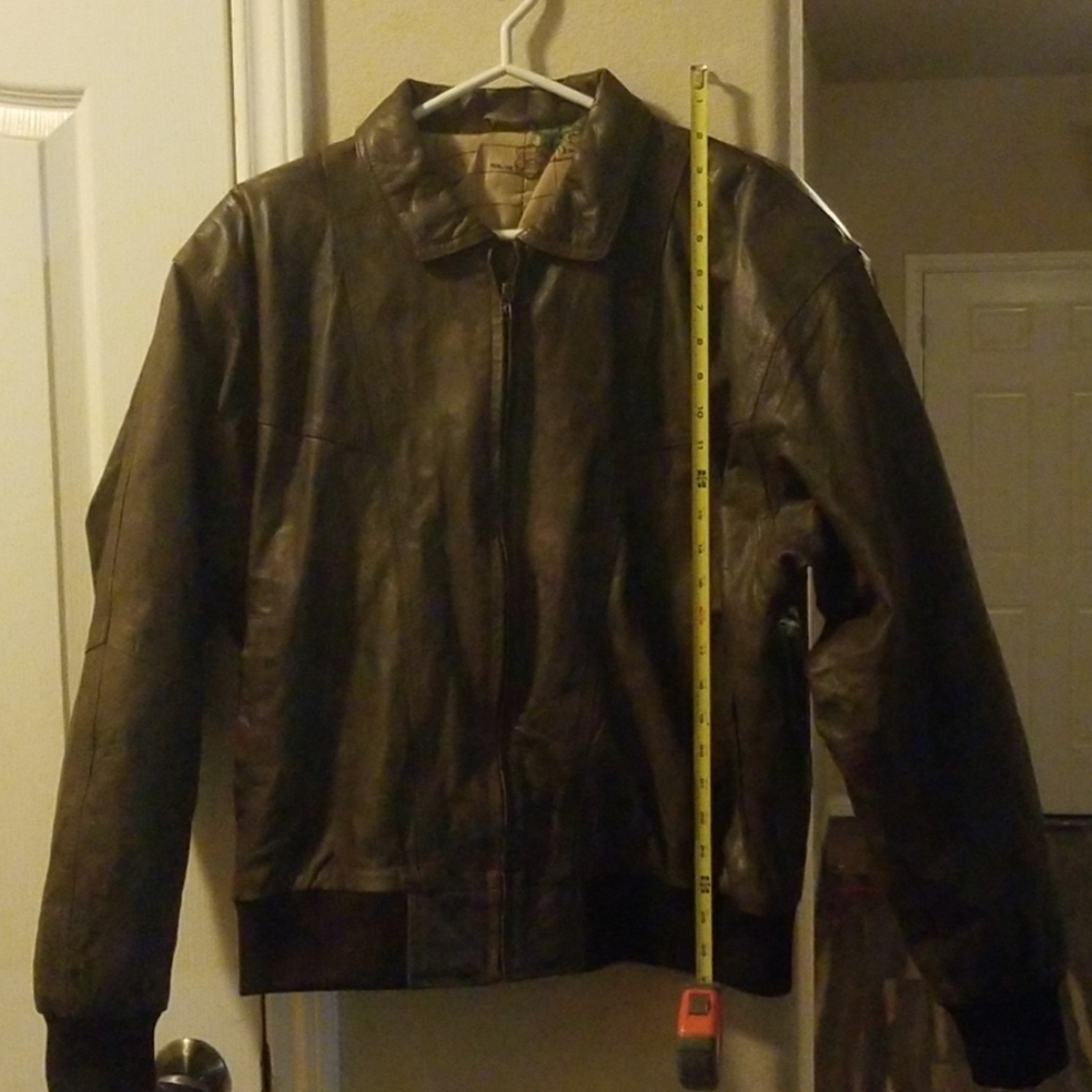 Vintage Leather Jacket w/ World Map lining